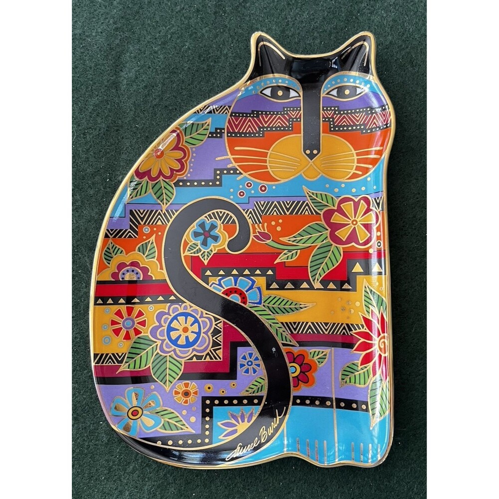 1995 Laurel Burch HA 4693 Royal Doulton Floral Feline Cat Plate 8.25"